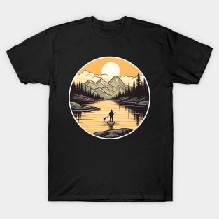 Golden Hour Paddleboarding in a Pristine Mountain Lake T-Shirt